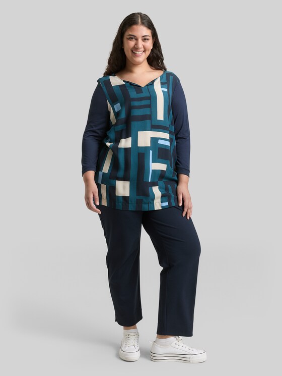 Plus Size - Long-sleeved shirt in a mix of materials - Lunar Eclipse