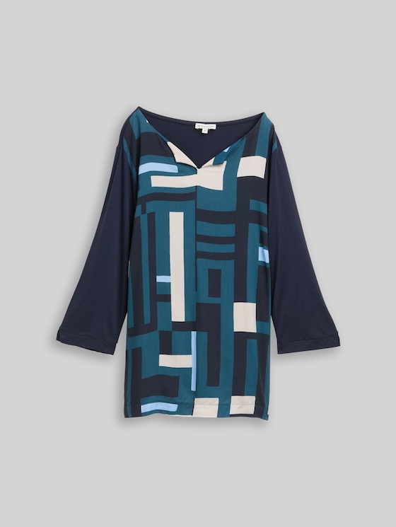 Plus Size - Long-sleeved shirt in a mix of materials - Lunar Eclipse