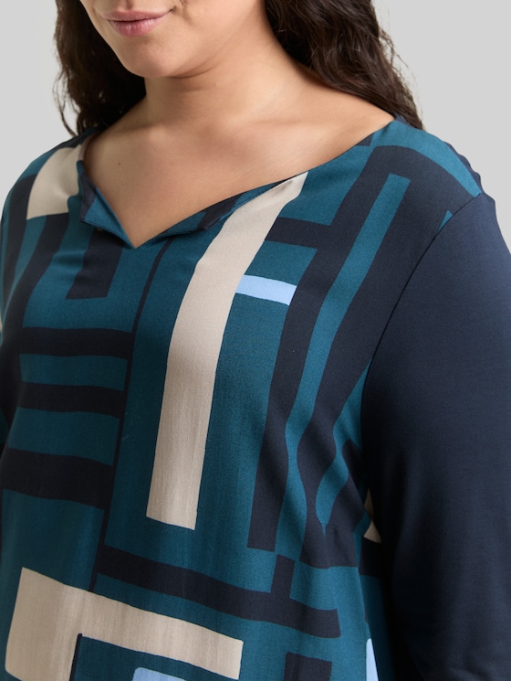 Plus Size - Long-sleeved shirt in a mix of materials - Lunar Eclipse