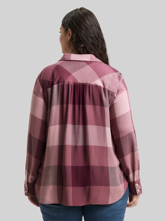 Plus Size - Shirt blouse with checked pattern - berry rose check