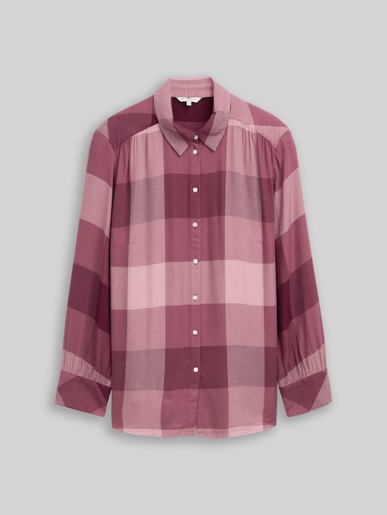 Plus Size - Shirt blouse with checked pattern - berry rose check