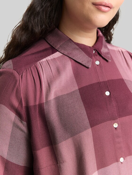 Plus Size - Shirt blouse with checked pattern - berry rose check
