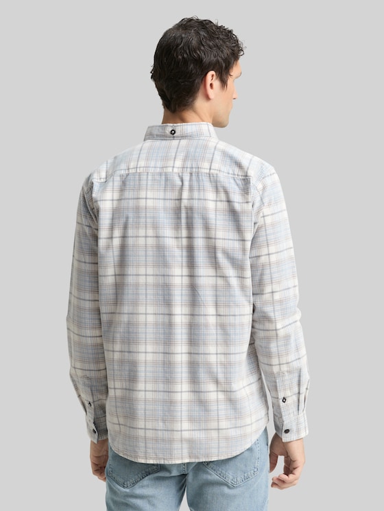 Regular-fit corduroy shirt with a checked pattern - white blue cord check
