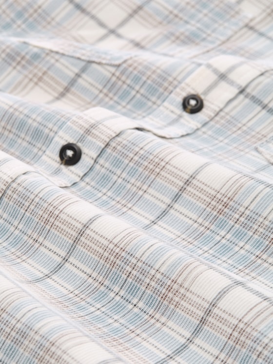 Regular-fit corduroy shirt with a checked pattern - white blue cord check
