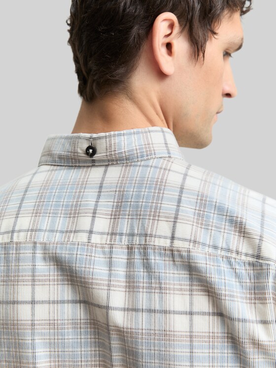 Regular-fit corduroy shirt with a checked pattern - white blue cord check