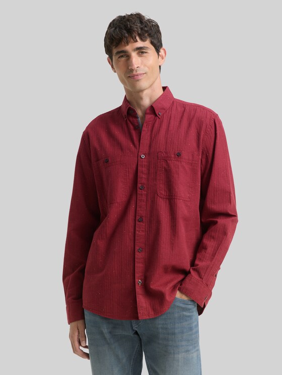 Regular fit shirt in a melange look - red nep structure