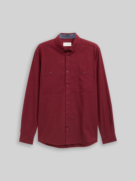 Regular fit shirt in a melange look - red nep structure