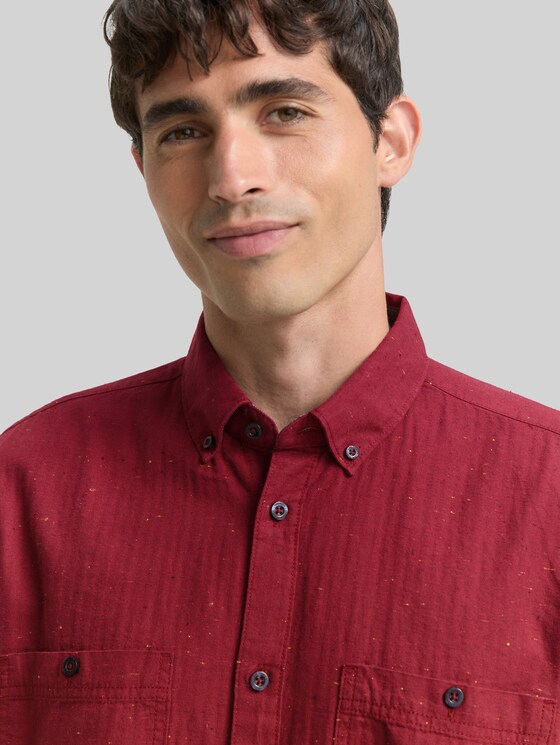 Regular fit shirt in a melange look - red nep structure