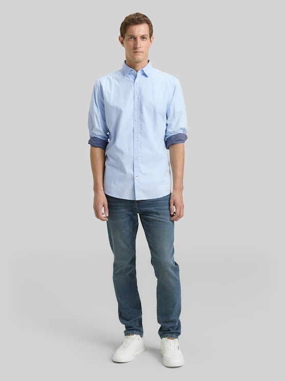 Regular-fit shirt with stretch - Light Metal Blue