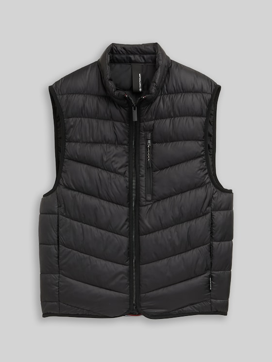 Lightweight quilted waistcoat with stand-up collar - Black