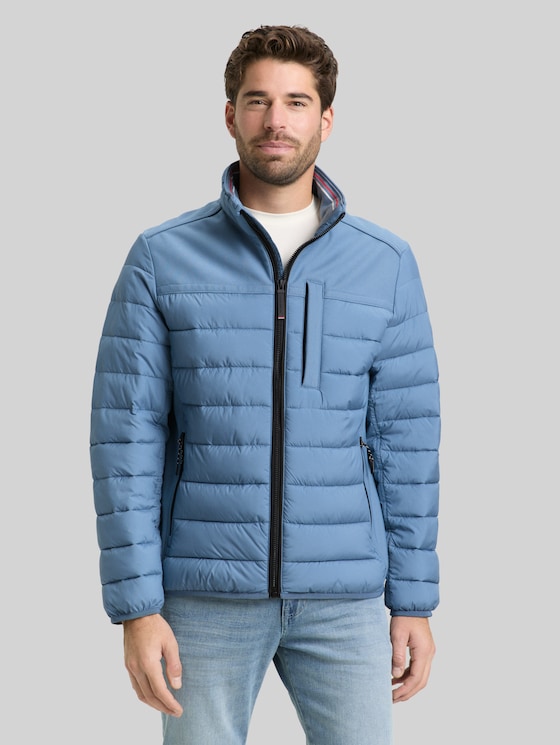 Hybrid quilted waistcoat with stand-up collar - marine blue