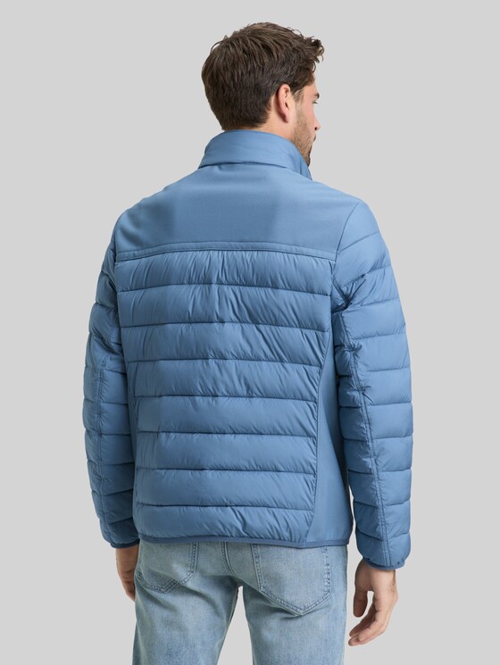 Hybrid quilted waistcoat with stand-up collar - marine blue