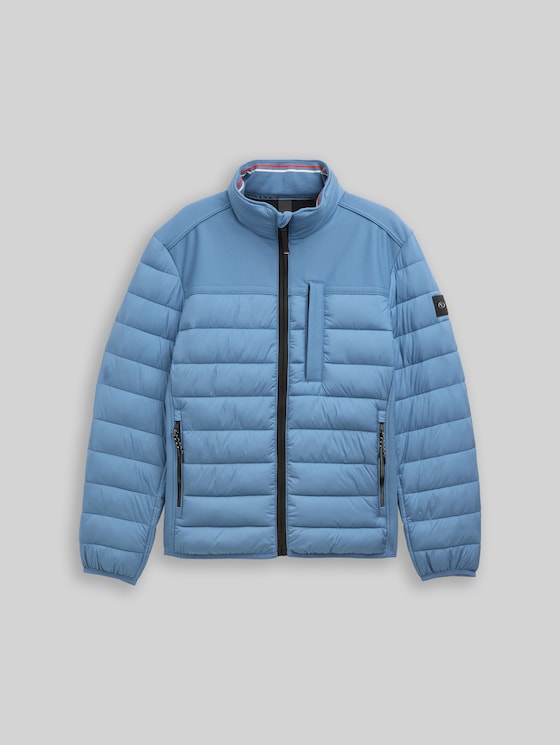 Hybrid quilted waistcoat with stand-up collar - marine blue