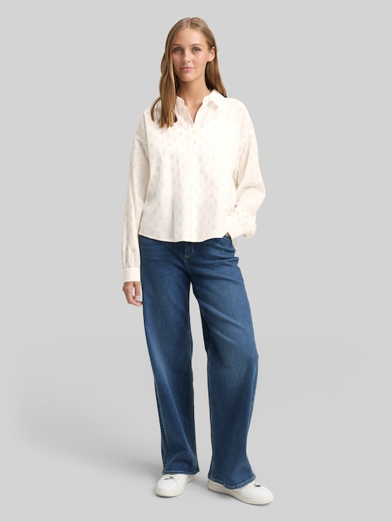 Shirt blouse with glitter dot pattern - glitter dot