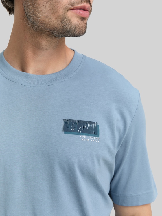 Printed T-shirt - faded denim blue