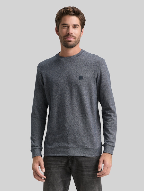 Long-sleeved T-shirt with logo badge - navy grindle structure
