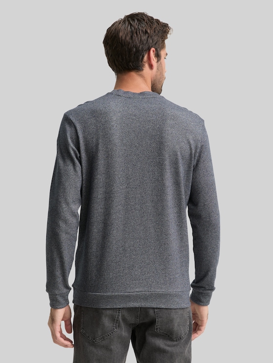 Long-sleeved T-shirt with logo badge - navy grindle structure