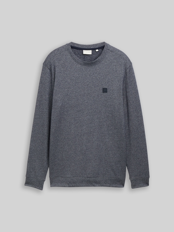 Long-sleeved T-shirt with logo badge - navy grindle structure