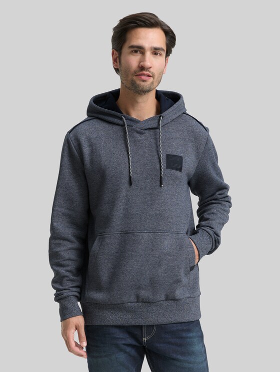 Hoodie sweatshirt with logo badge - navy grindle structure