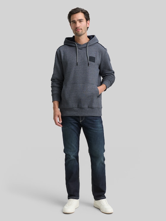 Hoodie sweatshirt with logo badge - navy grindle structure