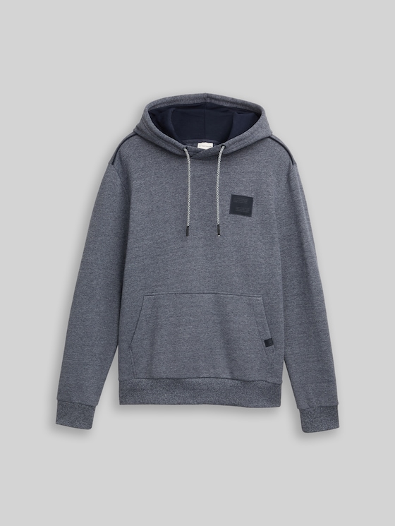 Hoodie sweatshirt with logo badge - navy grindle structure