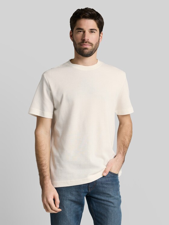 T-shirt with a waffle texture - Gardenia White