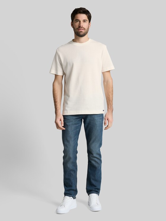 T-shirt with a waffle texture - Gardenia White