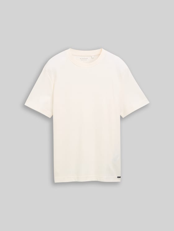T-shirt with a waffle texture - Gardenia White