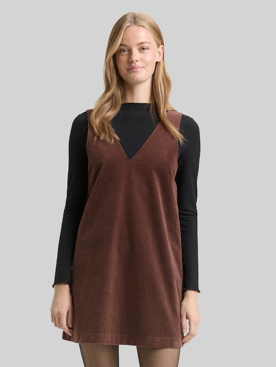 Mini dress made of velvet - soft chocolate brown
