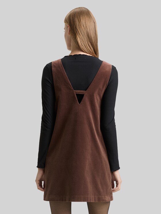 Mini dress made of velvet - soft chocolate brown