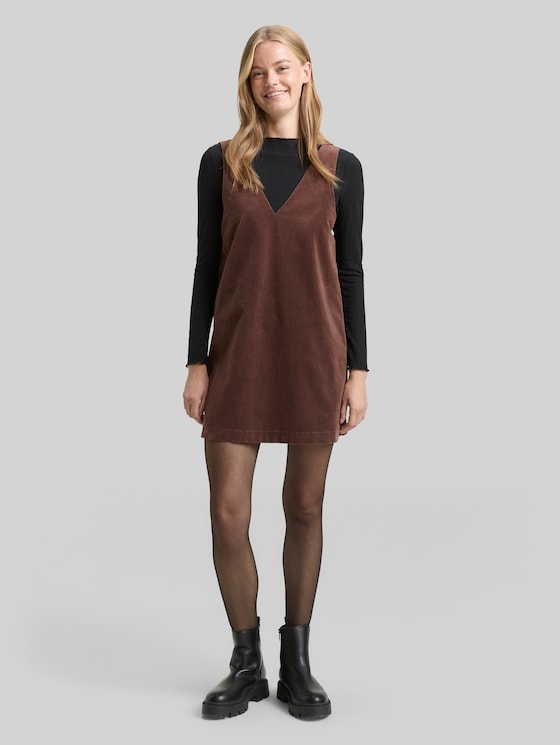 Mini dress made of velvet - soft chocolate brown
