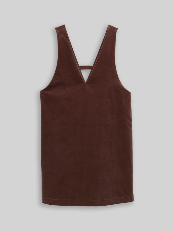 Mini dress made of velvet - soft chocolate brown