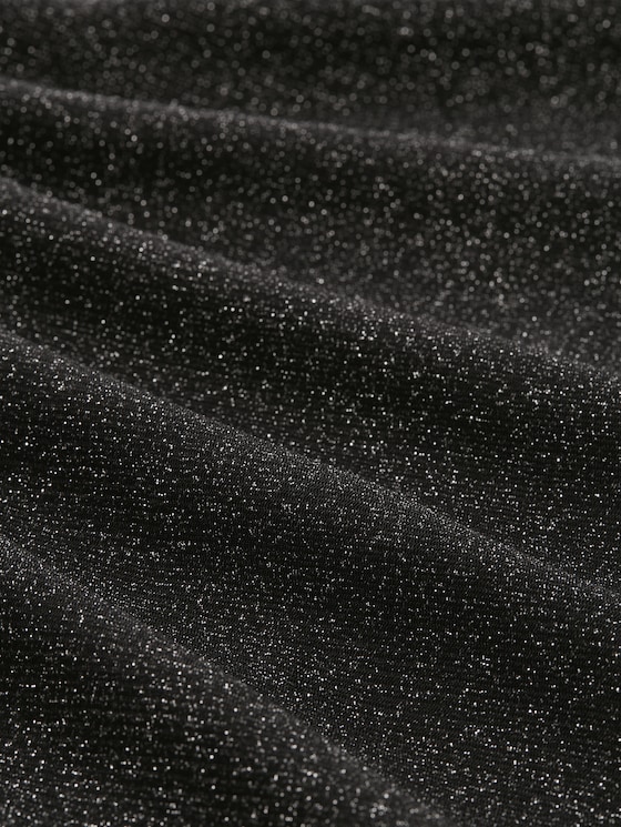 Midi mesh dress with glitter effect - black with silver