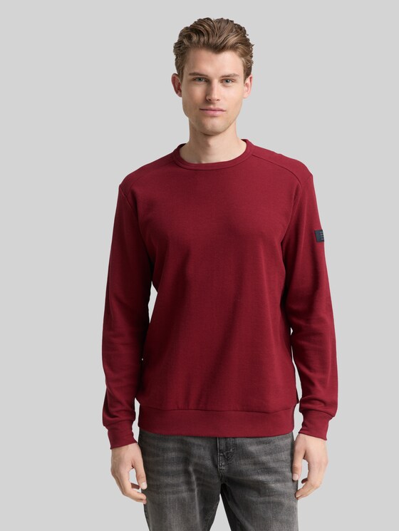 Long-sleeved top with a waffle texture - Cabarnet Bordeaux Red