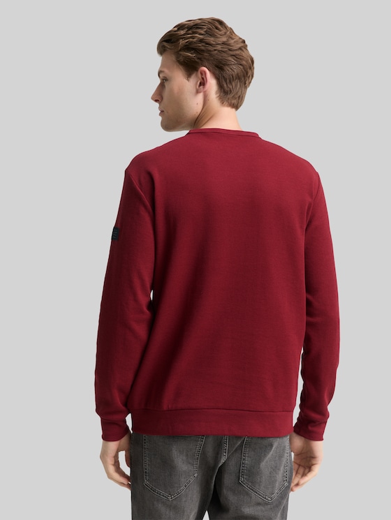 Long-sleeved top with a waffle texture - Cabarnet Bordeaux Red