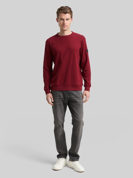 Long-sleeved top with a waffle texture - Cabarnet Bordeaux Red