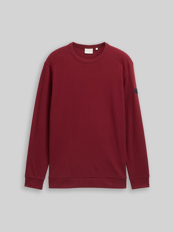 Long-sleeved top with a waffle texture - Cabarnet Bordeaux Red