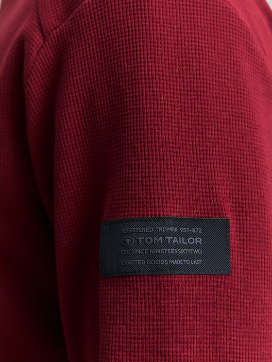 Long-sleeved top with a waffle texture - Cabarnet Bordeaux Red