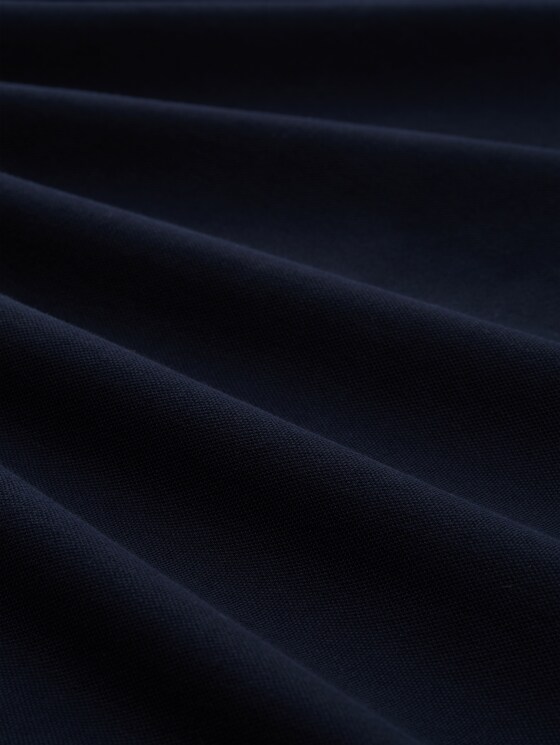 Long-sleeved piqué polo shirt with logo print - sky captain blue