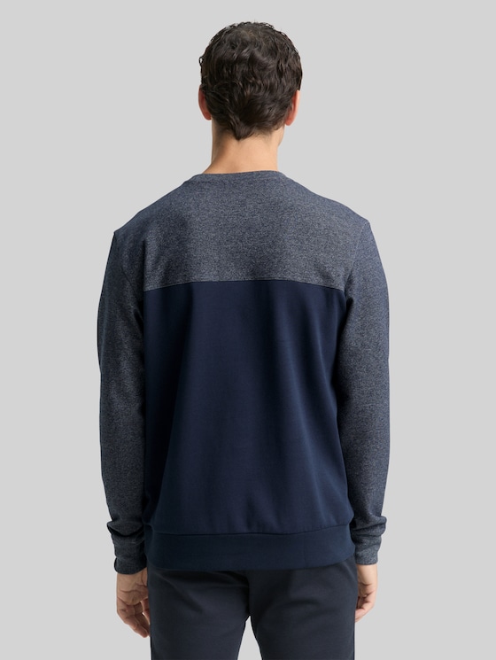 Crewneck sweatshirt with textured mix - sky captain blue