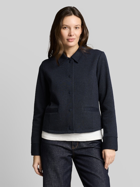 Regular fit piqué jacket - blue melange pique