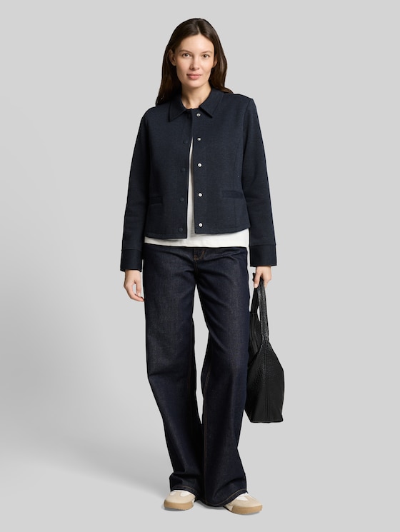 Regular fit piqué jacket - blue melange pique