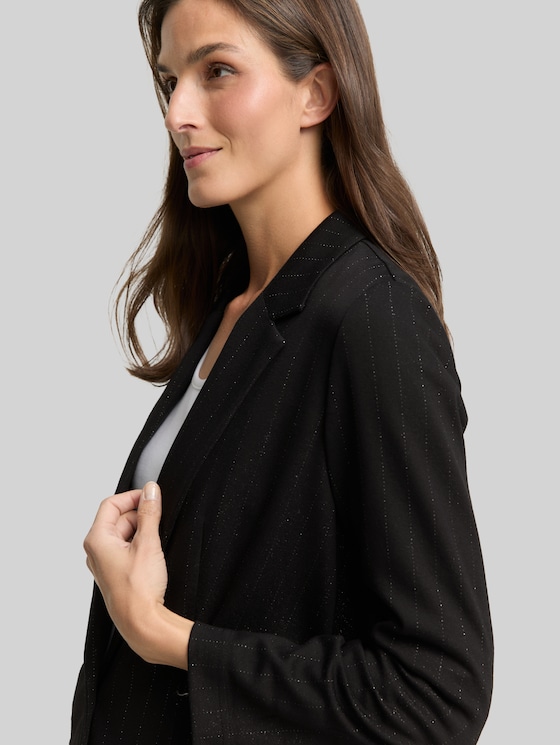 Loose fit blazer with glitter effect - pinstripe with lurex