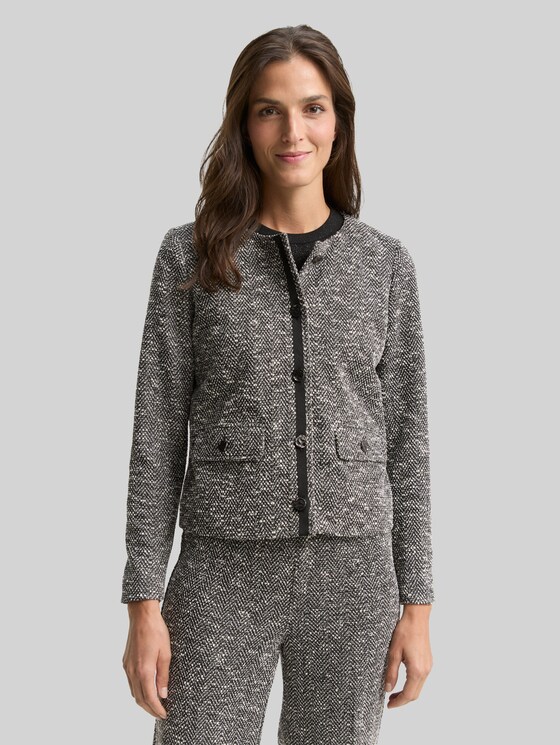 Regular fit bouclé jacket - salt pepper boucle structure