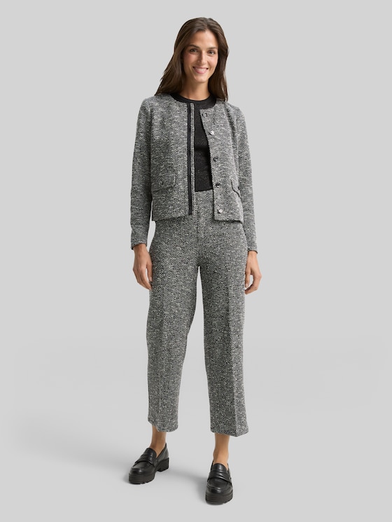 Regular fit bouclé jacket - salt pepper boucle structure