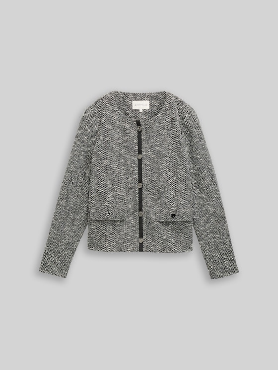 Regular fit bouclé jacket - salt pepper boucle structure