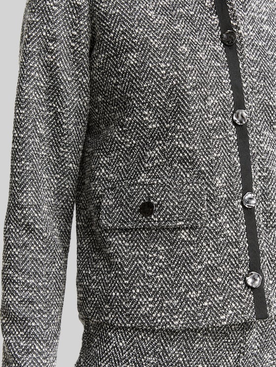 Regular fit bouclé jacket - salt pepper boucle structure
