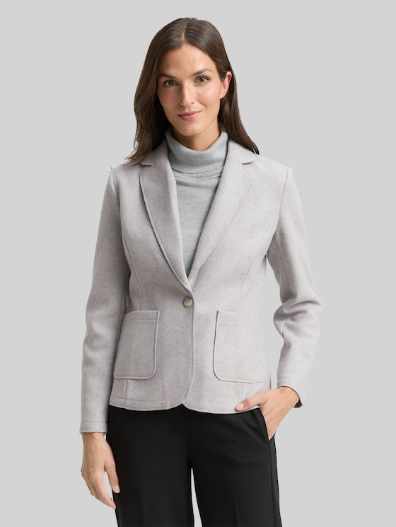 Slim fit blazer in melange look - medium silver grey melange
