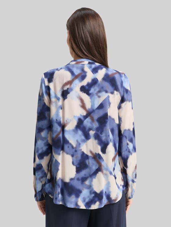 Blouse with pattern - blue blurry argyle