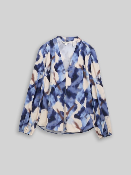 Blouse with pattern - blue blurry argyle